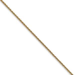 1mm 14k Yellow Gold Diamond Cut Round Wheat Chain Necklace, 18 Inch